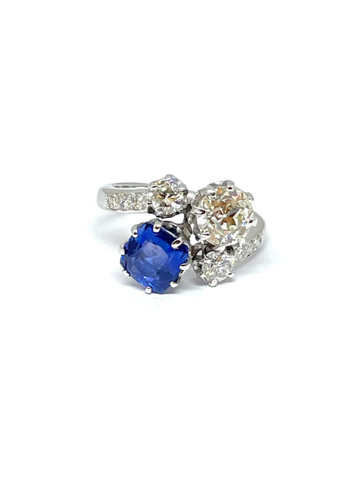 Bague Bague or blanc Saphir de Ceylan et diamants 58 Facettes