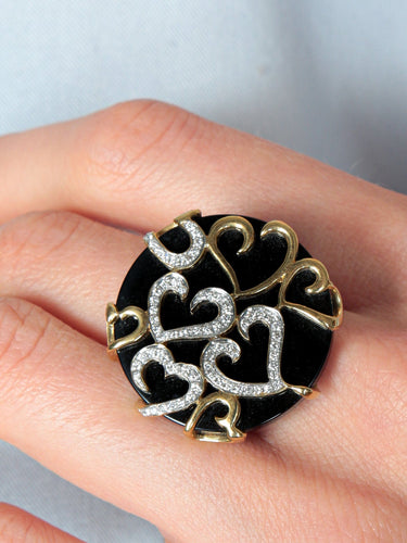 Bague 52 Bague Coeur Onyx Diamants 58 Facettes