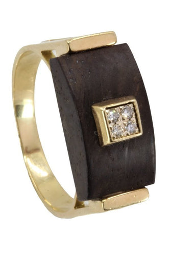 Bague BAGUE MODERNE ÉBÈNE ET DIAMANTS 58 Facettes 051891