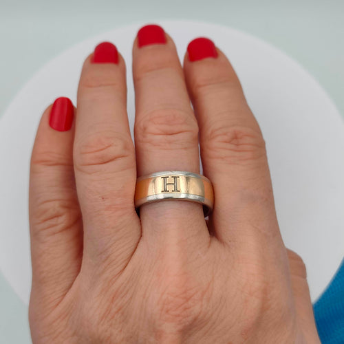 Bague 61 Hermès - Bague vintage 2 tons or et argent 58 Facettes