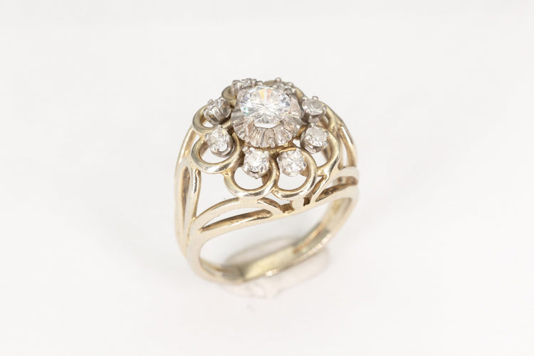 Bague 54 Bague  ancienne dôme diamants 58 Facettes