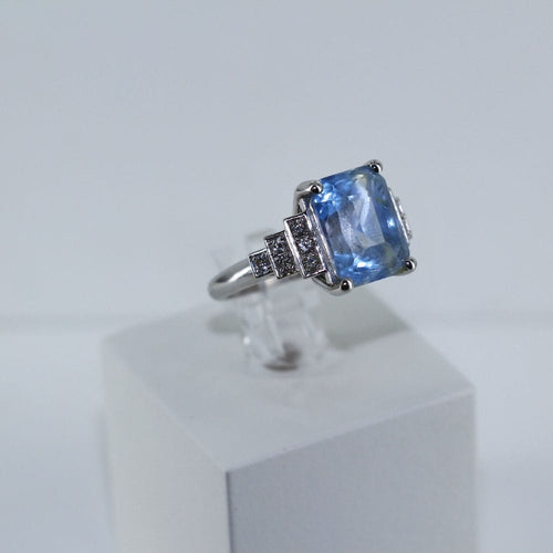 Bague 51 Bague Saphir naturel et diamants 58 Facettes