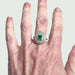 Ring 58 ART DECO STYLE PLATINUM RING WITH DIAMONDS AND EMERALDS 58 Facettes Q994A