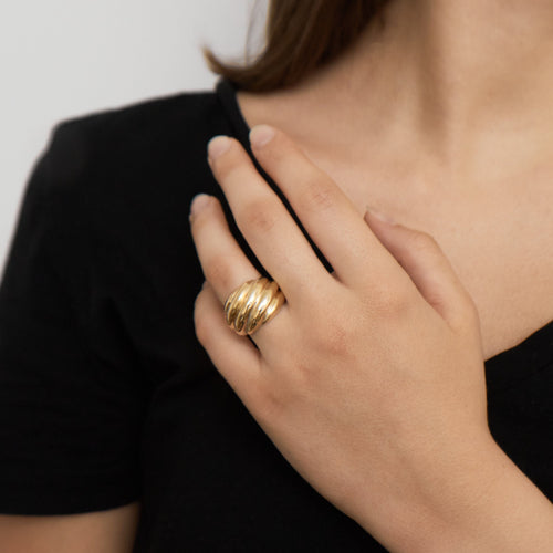 Bague 52 Bague en Or jaune & godrons 58 Facettes