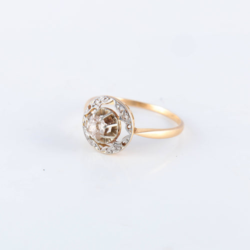 Bague 57 Bague Solitaire Diamant Old mine cut 0.35ct 58 Facettes