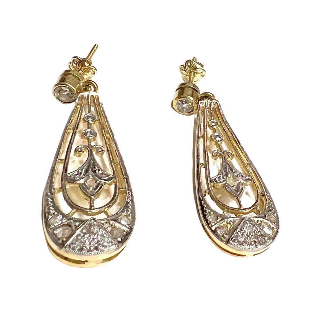 Boucles D'oreilles Art Déco Dorées Avec Cristaux Swarovski - Style Années 1930, Neuf Sans Emballage