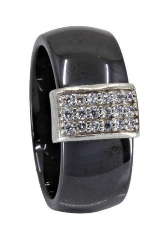 Bague 52 BAGUE MODERNE CÉRAMIQUE ET DIAMANTS 58 Facettes 056411