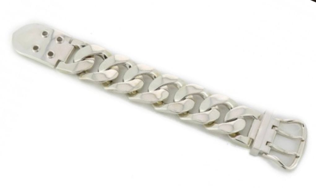 Bracelet HERMÈS. Collection Boucle Sellier, bracelet argent TGM 58 Facettes