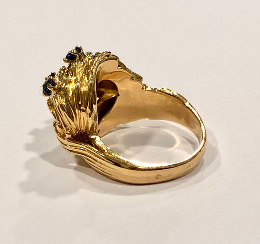 Bague 56 Bague massive or jaune et saphirs 58 Facettes