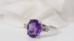 Bague 53 Bague or blanc améthyste et diamants 58 Facettes 30951