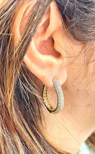 Boucles d'oreilles Créoles en or jaune, diamants synthétiques 58 Facettes