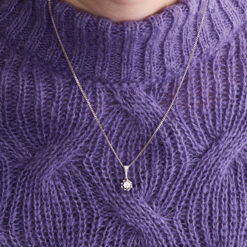 Collier Collier solitaire diamant or blanc 58 Facettes