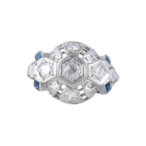 Bague 53 Bague ancienne en or blanc et diamants 58 Facettes P6L11
