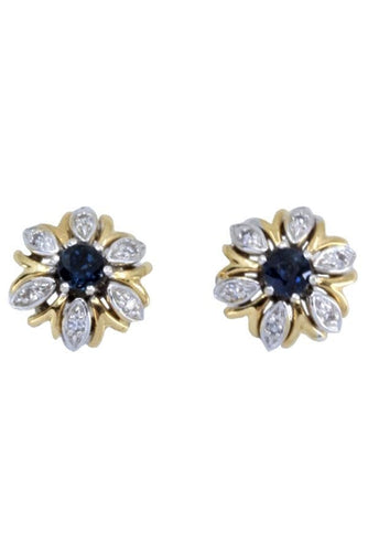 Boucles d'oreilles CLOUS MODERNE SAPHIRS ET DIAMANTS 58 Facettes 059881