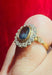 Ring 54 Ceylon Sapphire Ring, surrounded by diamonds in 18 carat yellow gold 58 Facettes A 7463