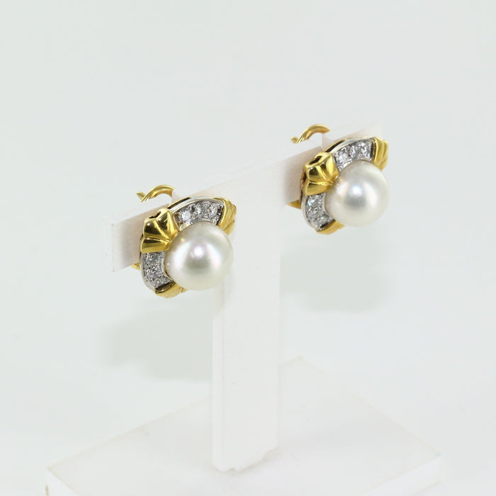 Boucles d'oreilles Boucles d'oreilles perles et diamants 58 Facettes