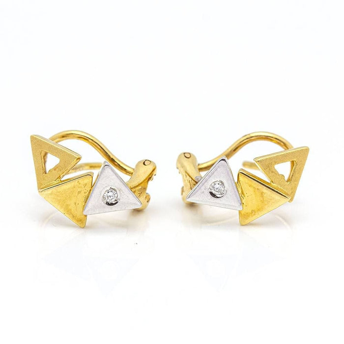 Boucles d'oreilles Boucles d'oreilles Triangle, Or jaune et blanc Diamants 58 Facettes D359695LF