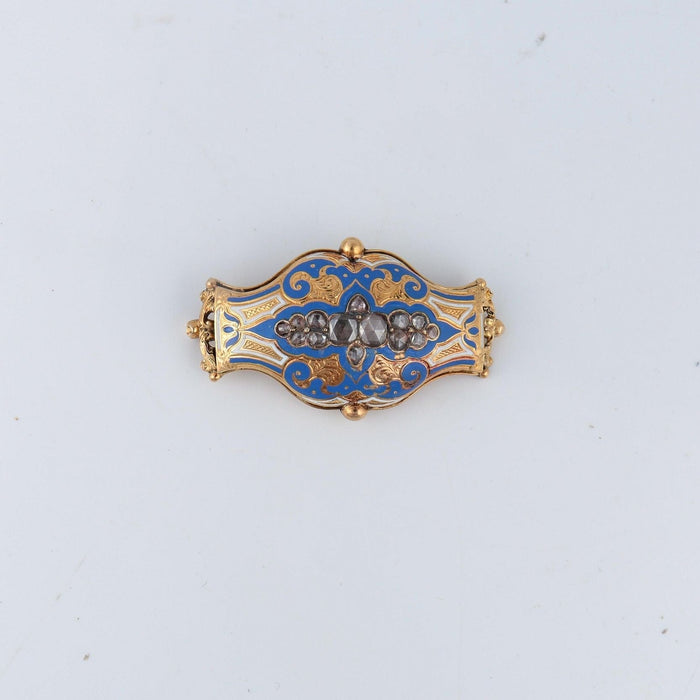 Broche Broche or et émail bleu 58 Facettes