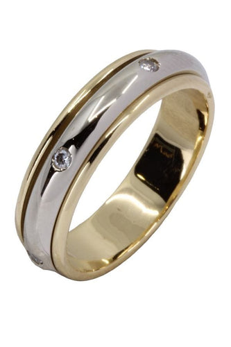 Bague 57 ALLIANCE MODERNE 2 ORS DIAMANTS 58 Facettes 060901