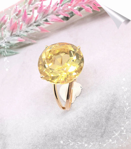 Bague 53.5 Bague Citrine Jaune en Solitaire Or Jaune 58 Facettes AA 1513