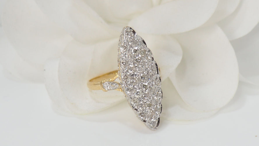Bague 55 Bague marquise en or bicolore et diamants 58 Facettes 32025
