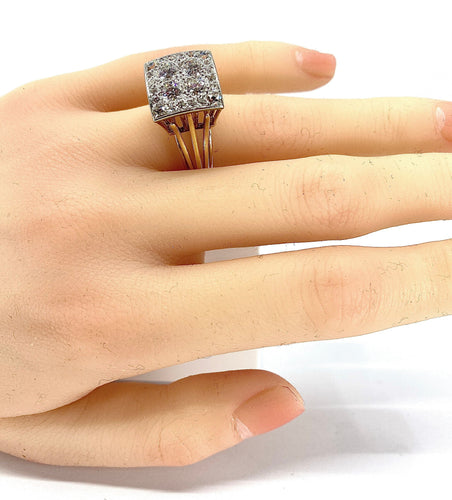 Bague 51 Bague 2 Ors pavée de Diamants 58 Facettes AB225