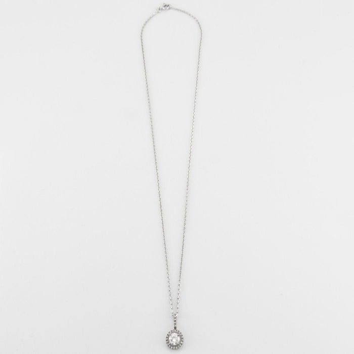 Collier Pendentif sur Chaine Diamant Or Blanc 58 Facettes