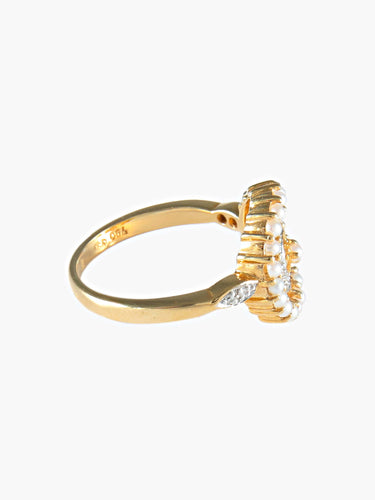 Bague 52 Bague Ronde Perles Diamants 58 Facettes