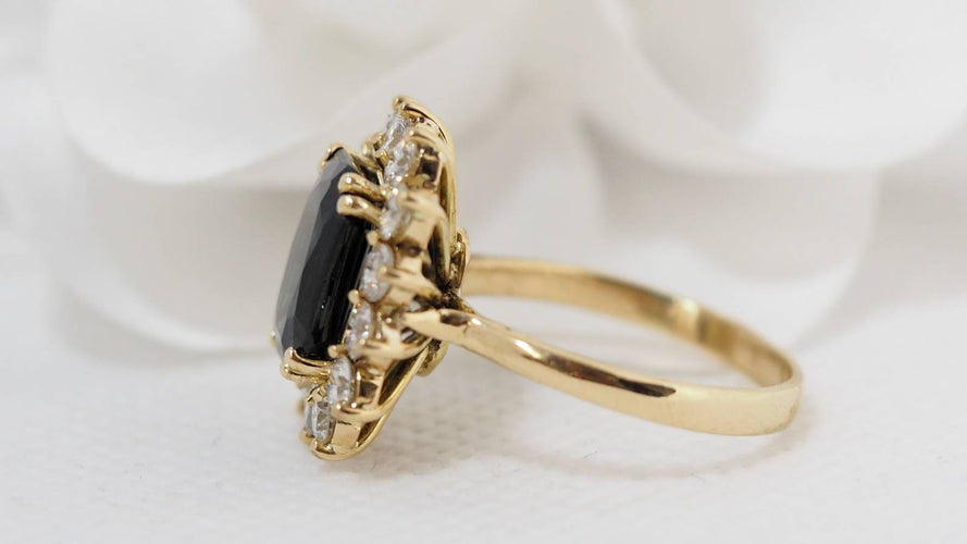 Bague Bague or jaune doublet corindon et diamants 58 Facettes 30763