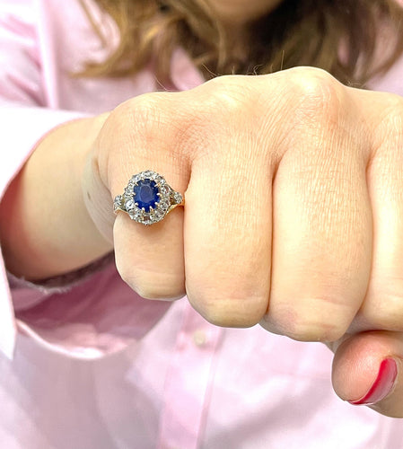 Bague Bague ancienne en or, saphir et diamants 58 Facettes