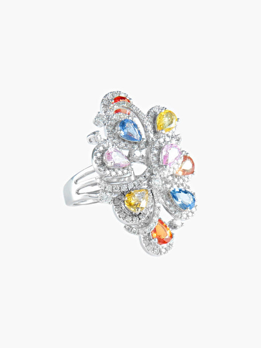 Bague 52 Bague Saphirs multicolores 58 Facettes