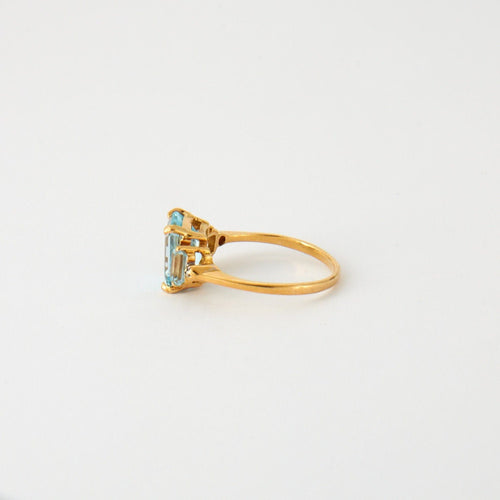 Bague 61 Bague Topazes bleues or jaune 58 Facettes