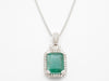 Pendant Emerald, diamond and white gold pendant chain 58 Facettes