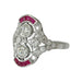 Ring 56 Art-Deco Ring Platinum Ruby Diamonds 58 Facettes TBU