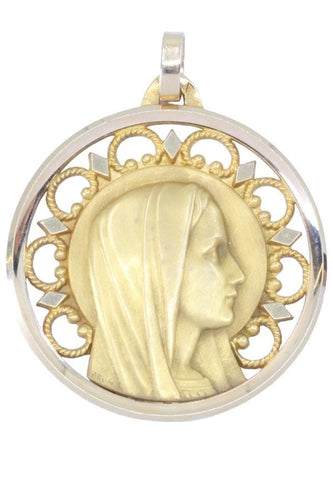Pendentif MÉDAILLE ANCIENNE VIERGE SIGNÉE GRUN 58 Facettes 064131