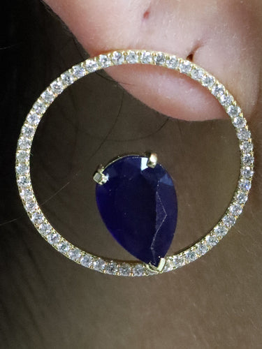 Boucles d'oreilles Boucle d'oreilles Or jaune Saphir Ceylan et Diamants 58 Facettes EAR111