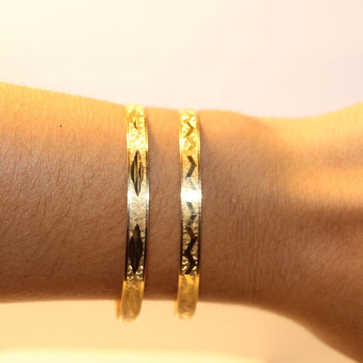 Bracelet 2 Bracelets Or jaune décor géométrique 58 Facettes 11183