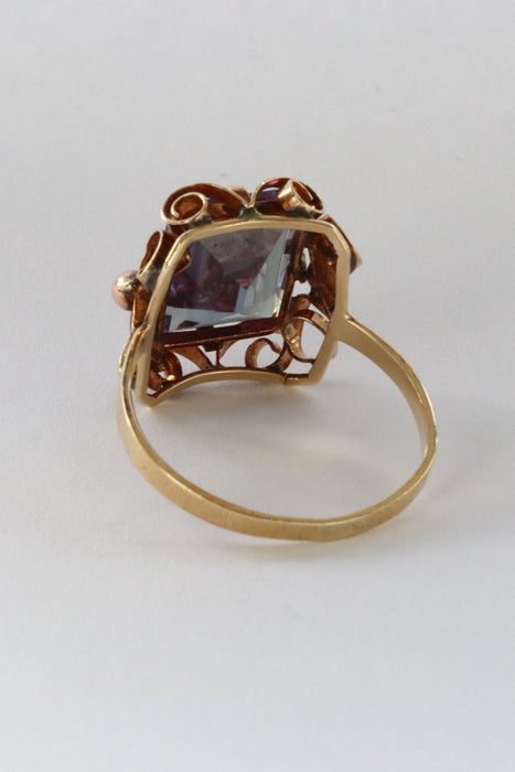 Bague 56.5 Bague en or 14 carats pré-aimée avec alexandrite à changement de couleur 58 Facettes