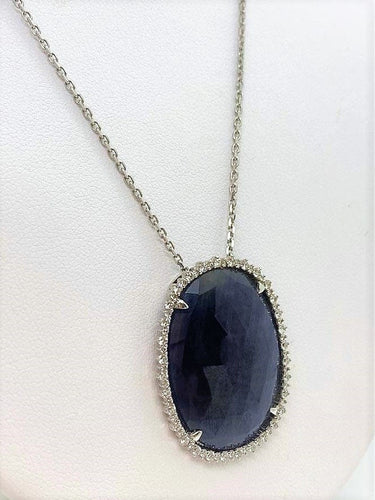 Collier Collier en Or gris avec Saphir et Diamants 58 Facettes 20400000476