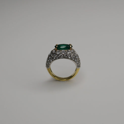 Bague 49-49.5 Cartier - Bague Vintage Émeraude et diamants 58 Facettes