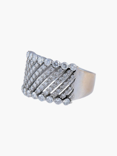 Bague Bague Or Blanc, Pavage en diamants 58 Facettes