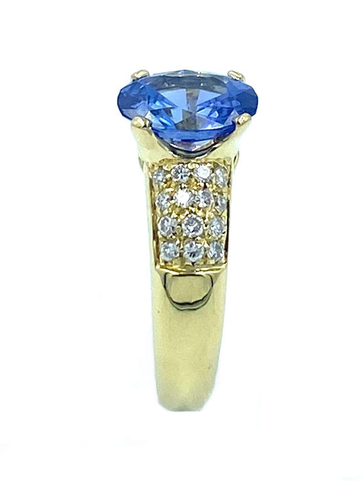 Bague Bague or jaune saphir et diamants 58 Facettes