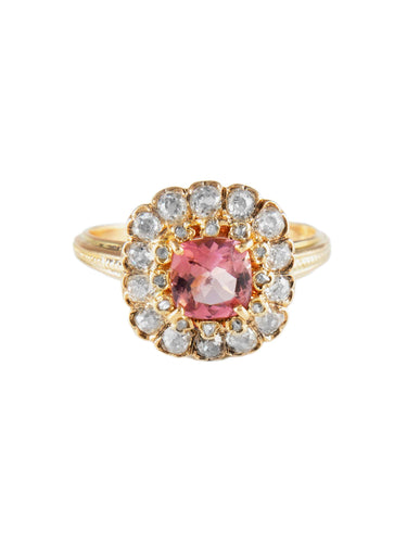 Bague 54 Bague Ancienne Or Jaune Tourmaline Rose 58 Facettes