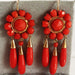 Earrings Gold and faceted coral earrings - 19th century 58 Facettes