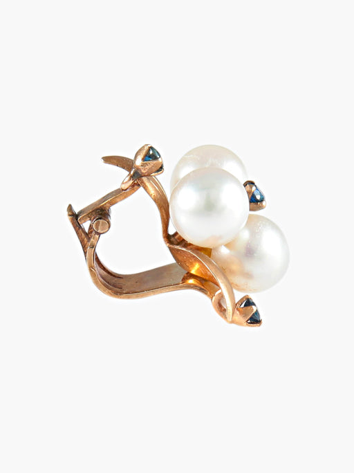 Earrings Sapphire Pearl Clip Earrings 58 Facettes