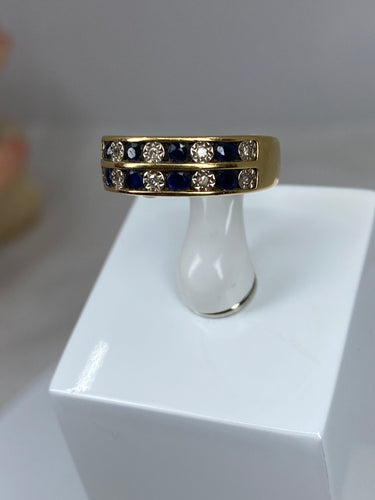 Bague 50 Bague en Or jaune, saphirs & diamants 58 Facettes