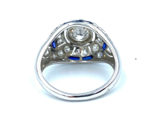 Bague Bague Art-Deco, diamants et saphirs calibrés 58 Facettes