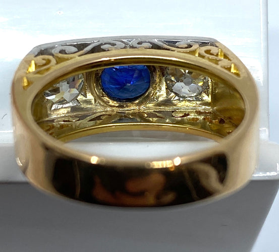 Bague 53 Bague Art Déco Saphir et Diamants 58 Facettes