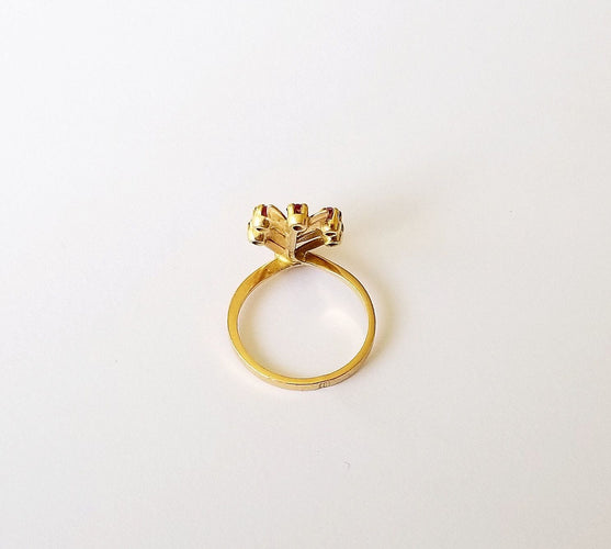 Bague 53 Bague Palme Or Jaune et Rubis 58 Facettes