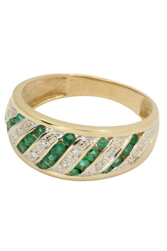 Bague BAGUE MODERNE ÉMERAUDES ET DIAMANTS 58 Facettes 043361